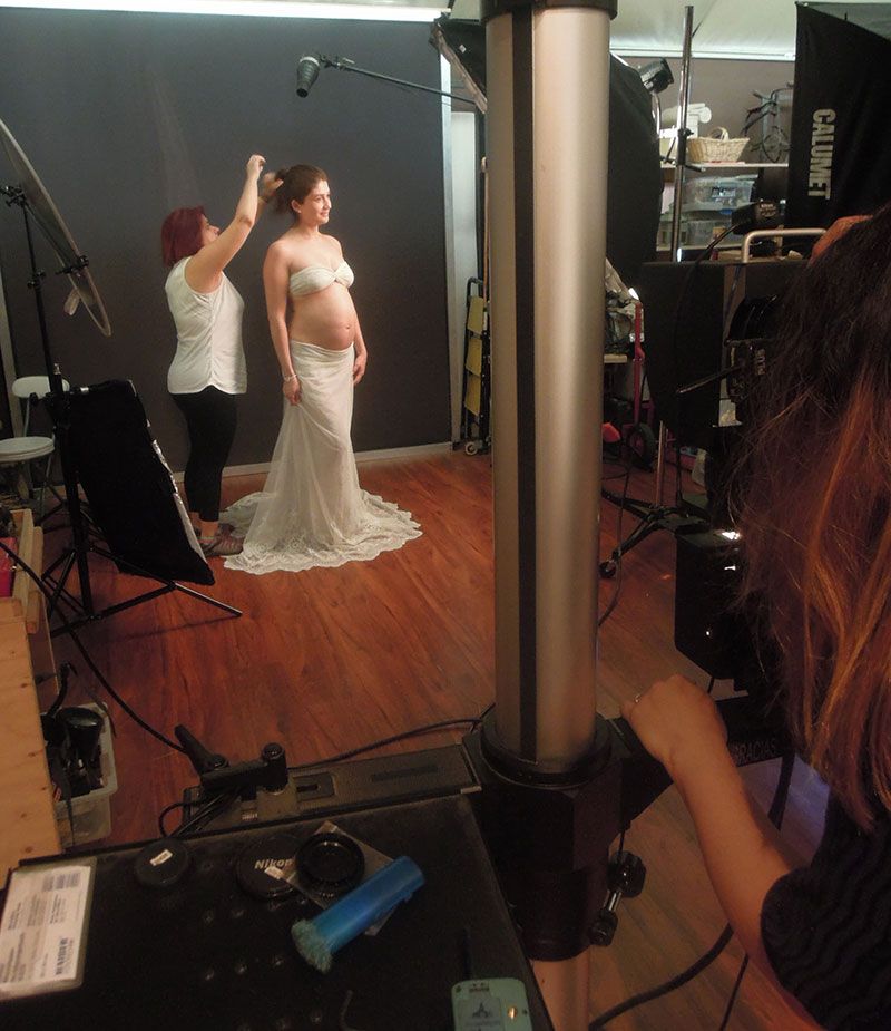 sesión de foto de embarazada making off